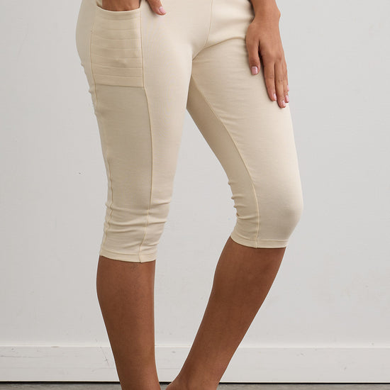 Women's Organic 100% Cotton Capri Leggings with Pockets - Undyed