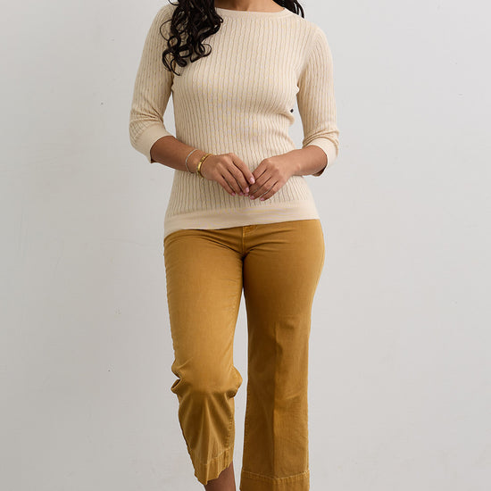 Women's Organic Cotton Cable Knit Boat Neck Sweater - Undyed