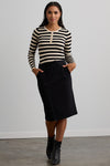 Women's Organic Cotton Stripe Henley Sweater - Black Undyed
