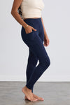 Women's Organic 100% Cotton Seamed Leggings with Pockets - Dark Navy