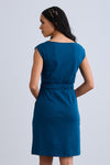 Women's Organic Cotton Cap Sleeve Dress with Pockets - Peacock