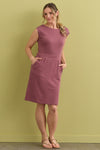Women's Organic Cotton Cap Sleeve Dress with Pockets - Soft Plum