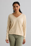 Women's Organic Cotton Relaxed V-Neck Sweater - Undyed