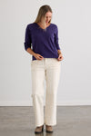 Women's Organic Cotton Relaxed V-Neck Sweater - Violet Blue