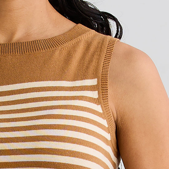 Women's Organic Cotton Sleeveless Sweater Shell - Undyed Camel