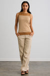 Women's Organic Cotton Sleeveless Sweater Shell - Undyed Camel