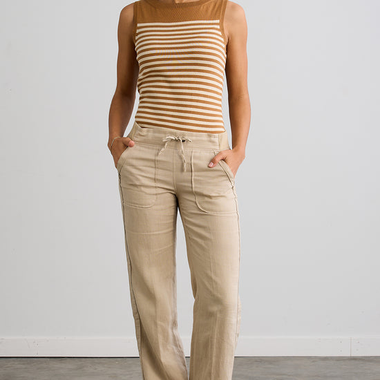 Women's Organic Cotton Sleeveless Sweater Shell - Undyed Camel