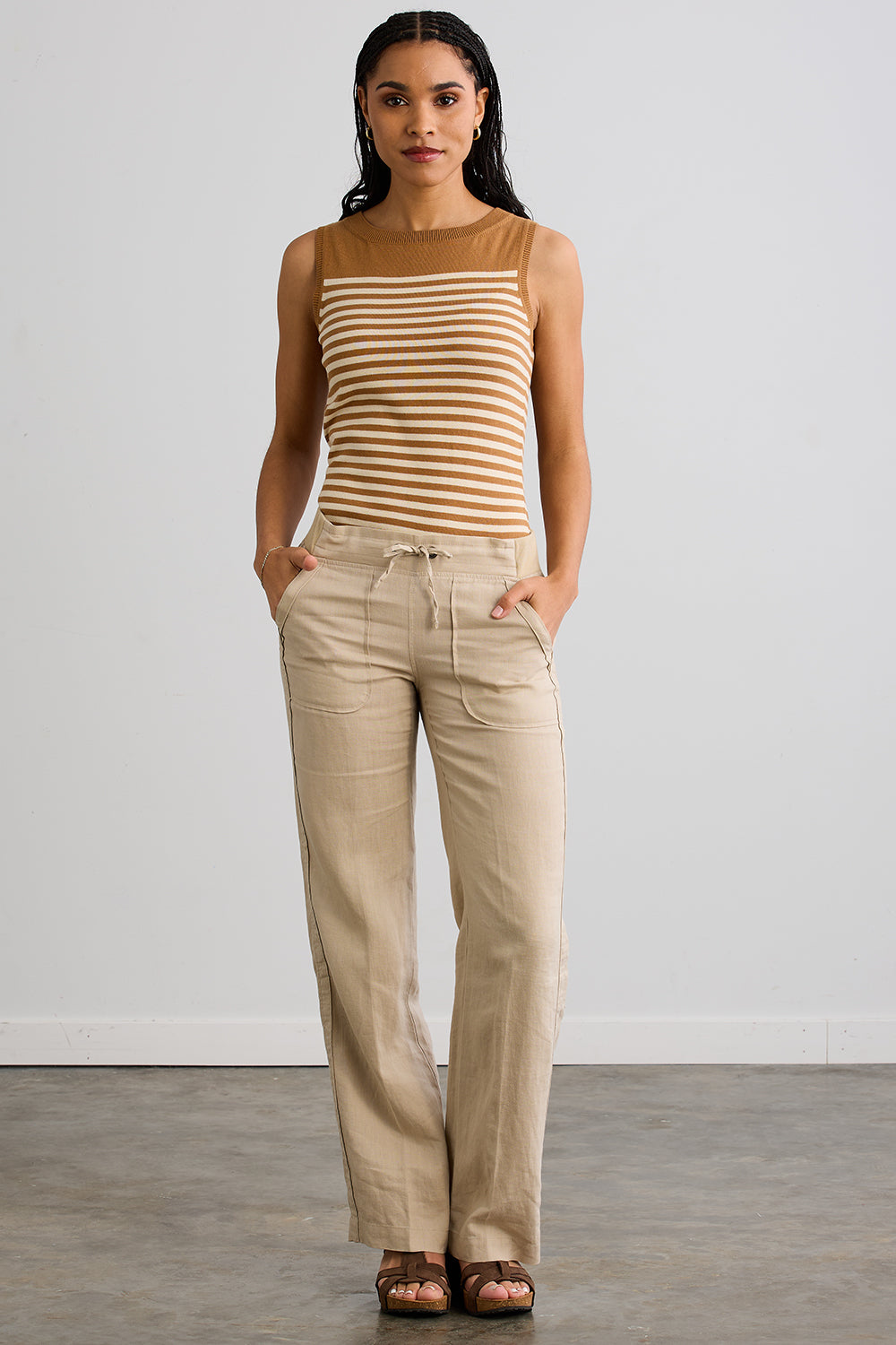 Women's Organic Cotton Sleeveless Sweater Shell - Undyed Camel
