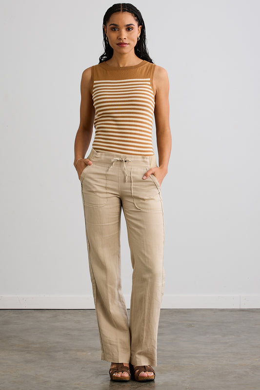 Women's Organic Cotton Sleeveless Sweater Shell - Undyed Camel