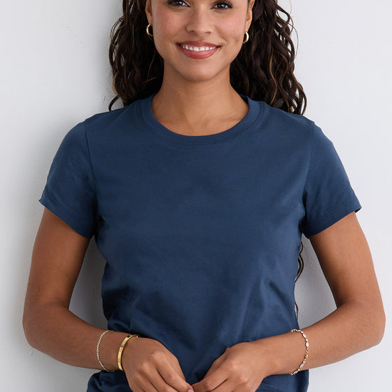 Women's Ultra 100% Organic Cotton Relaxed Crew Neck T-shirt - Indigo