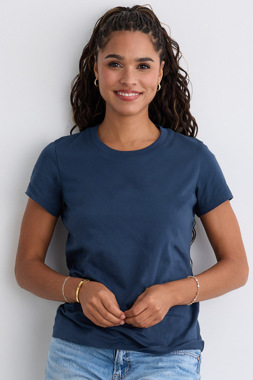 Women's Ultra 100% Organic Cotton Relaxed Crew Neck T-shirt - Indigo
