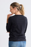 Women's Ultra 100% Organic Cotton Relaxed Long Sleeve Crew Neck T-Shirt - Black
