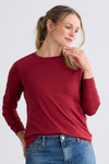 Women's Ultra 100% Organic Cotton Relaxed Long Sleeve Crew Neck T-Shirt - Bonfire