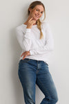 Women's Ultra 100% Organic Cotton Relaxed Long Sleeve Crew Neck T-Shirt - White