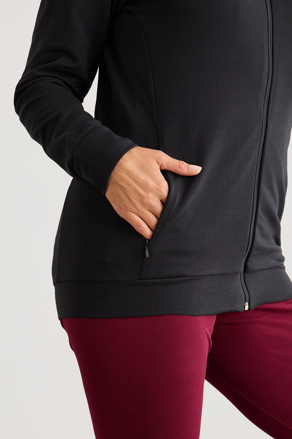 Women's Organic Cotton French Terry Full Zip Jacket - Black