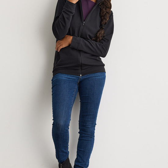 Women's Organic Cotton French Terry Full Zip Jacket - Black