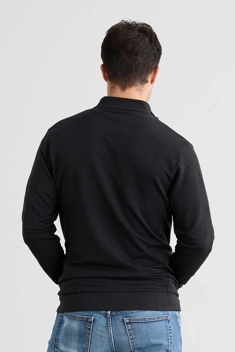 Men's Organic Cotton French Terry Full Zip Jacket - Black