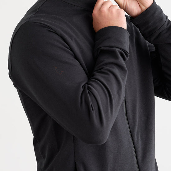 Men's Organic Cotton French Terry Full Zip Jacket - Black