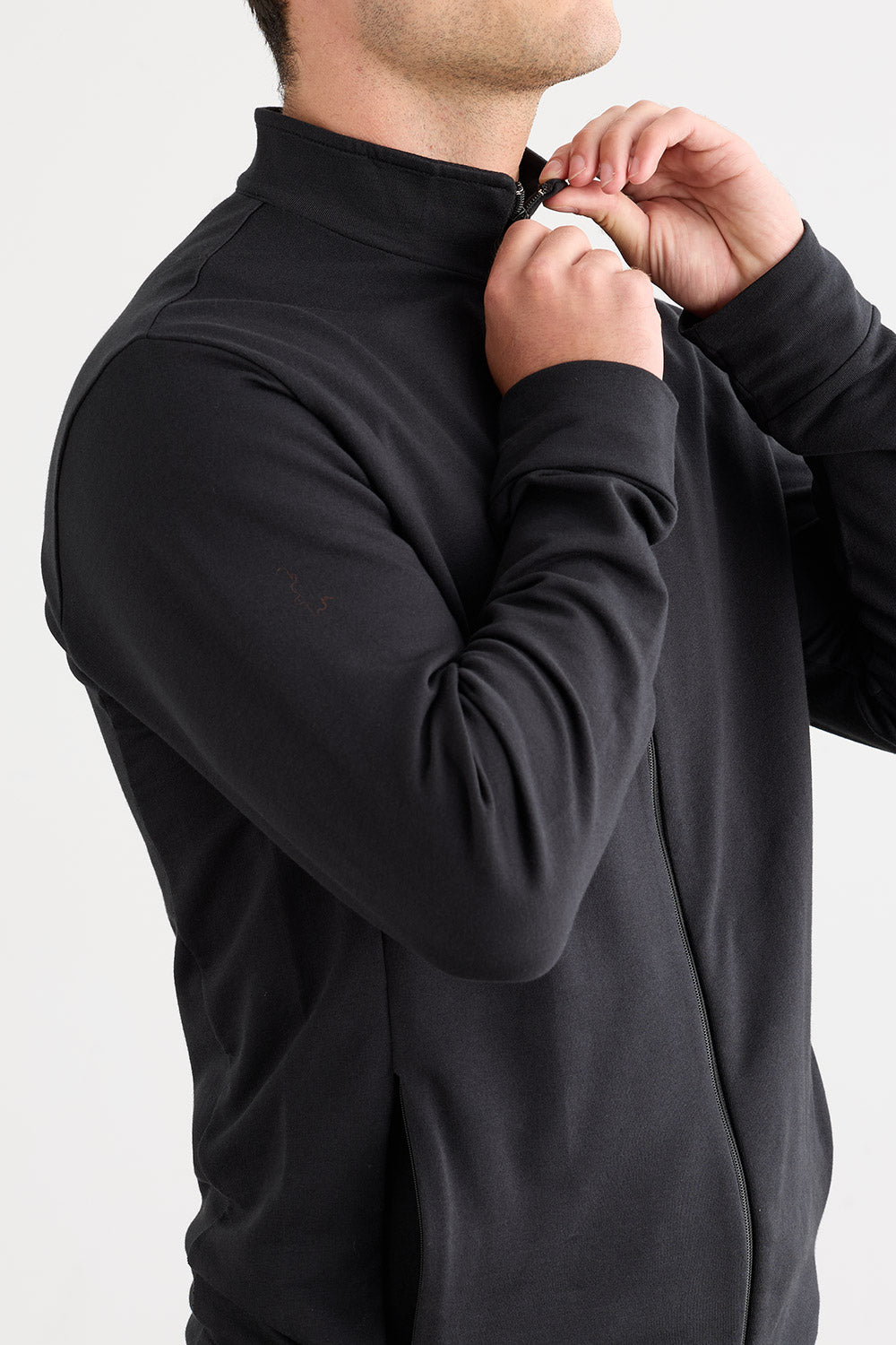 Men's Organic Cotton French Terry Full Zip Jacket - Black