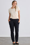 Women's Organic Cotton Double Knit Luxe Cargo Trousers - Black