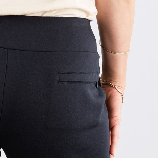 Women's Organic Cotton Double Knit Luxe Cargo Trousers - Black