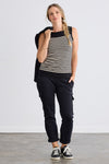 Women's Organic Cotton Double Knit Luxe Cargo Trousers - Black