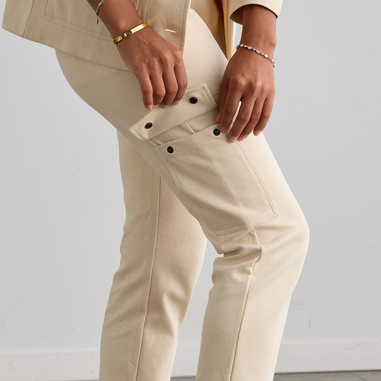 Women's Organic Cotton Double Knit Luxe Cargo Trousers - Undyed
