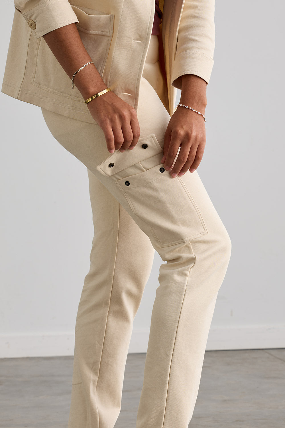 Women's Organic Cotton Double Knit Luxe Cargo Trousers - Undyed