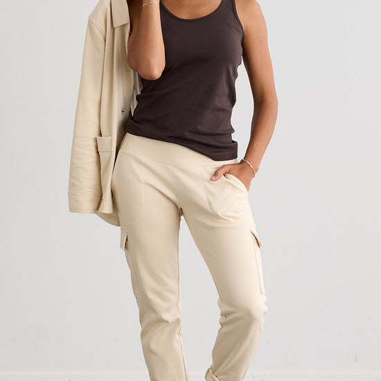 Women's Organic Cotton Double Knit Luxe Cargo Trousers - Undyed