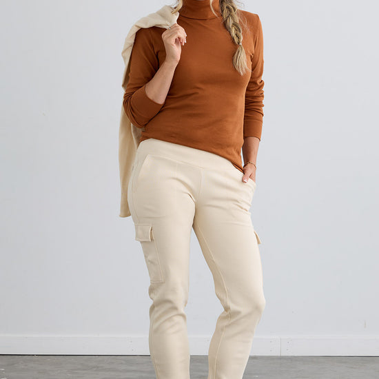 Women's Organic Cotton Double Knit Luxe Cargo Trousers - Undyed
