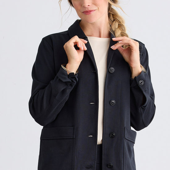 Women's Organic Cotton Double Knit Luxe Shirt Jacket - Black