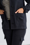 Women's Organic Cotton Double Knit Luxe Shirt Jacket - Black