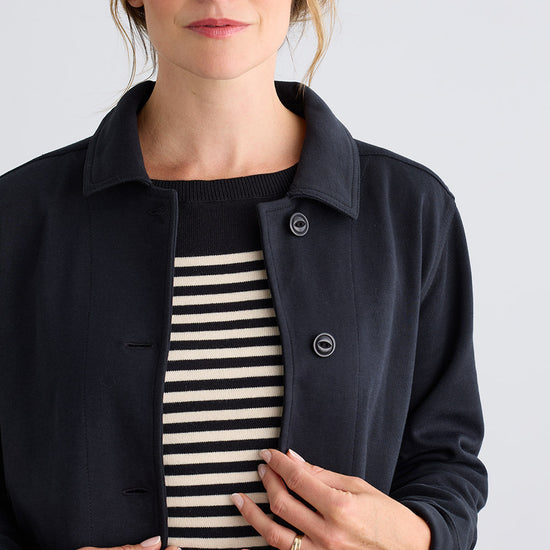 Women's Organic Cotton Double Knit Luxe Shirt Jacket - Black