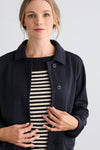 Women's Organic Cotton Double Knit Luxe Shirt Jacket - Black