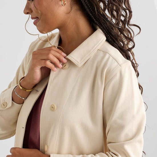 Women's Organic Cotton Double Knit Luxe Shirt Jacket - Undyed