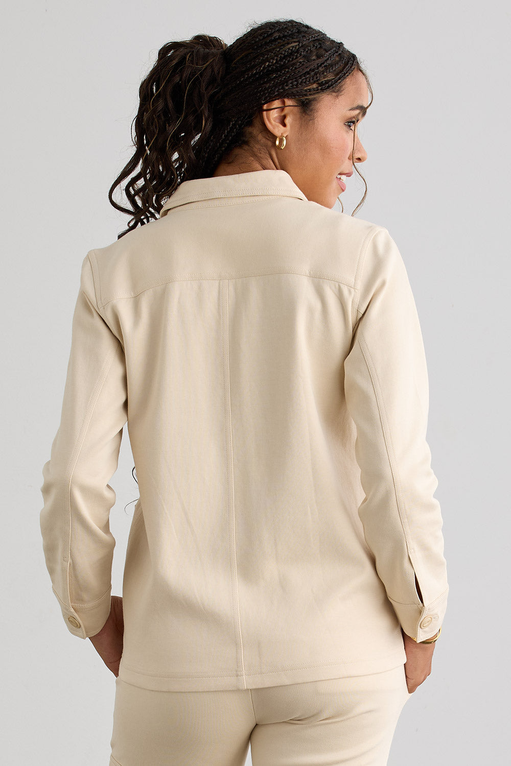 Women's Organic Cotton Double Knit Luxe Shirt Jacket - Undyed