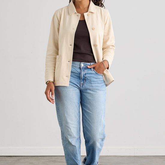 Women's Organic Cotton Double Knit Luxe Shirt Jacket - Undyed