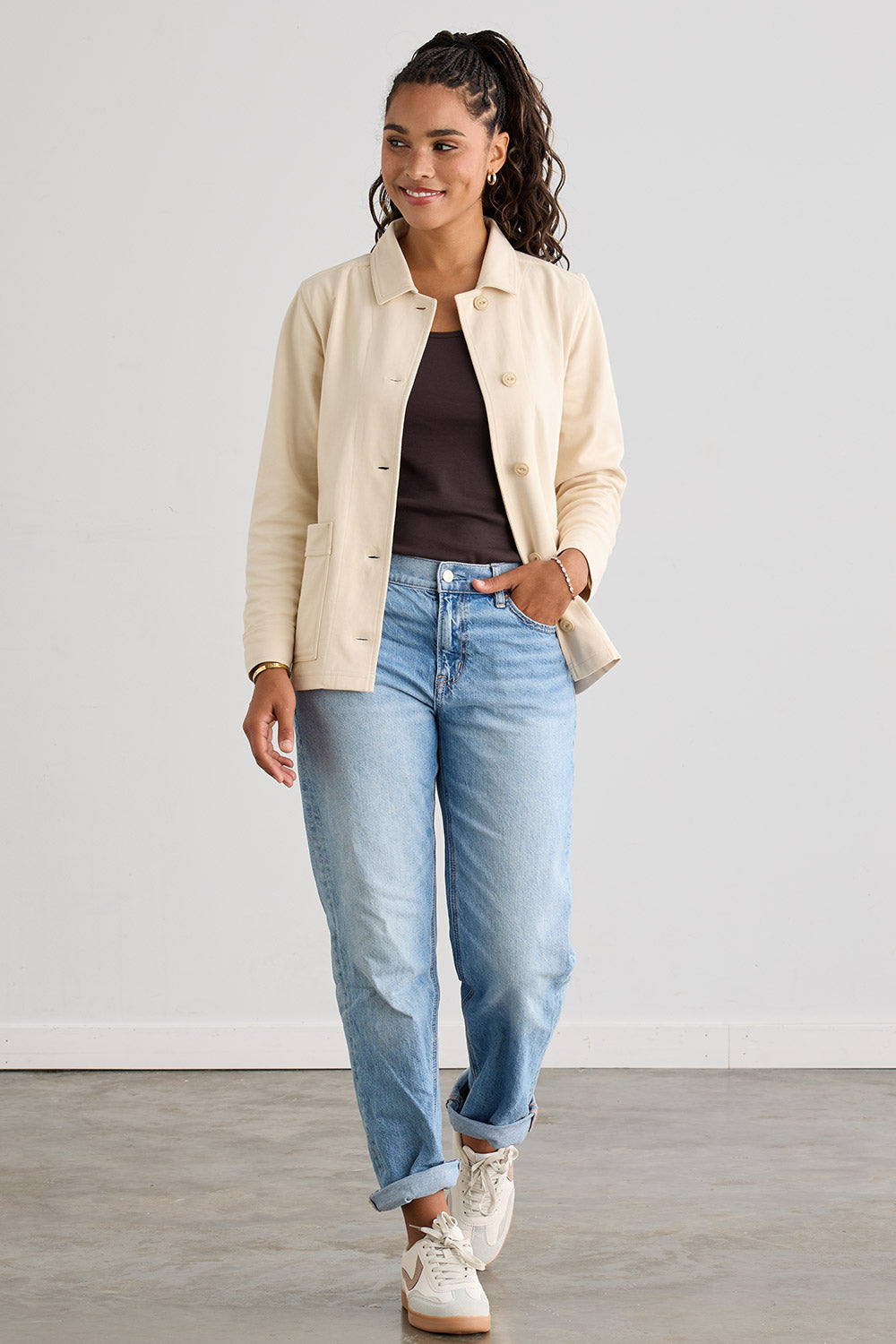Women's Organic Cotton Double Knit Luxe Shirt Jacket - Undyed