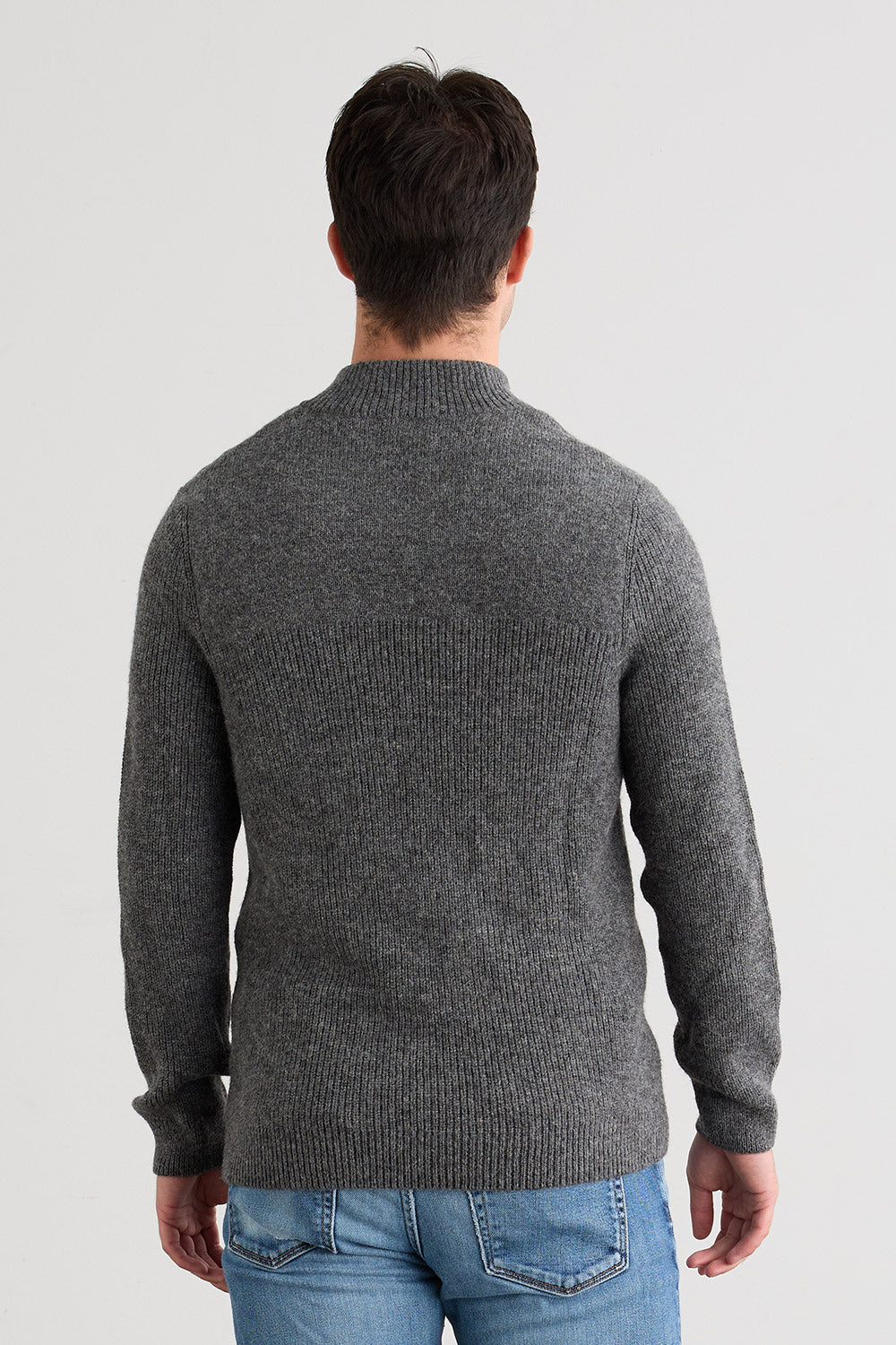 Men's Baby Alpaca Quarter Zip Pullover Sweater - Grey