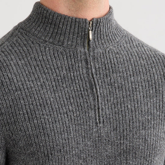 Men's Baby Alpaca Quarter Zip Pullover Sweater - Grey