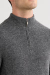 Men's Baby Alpaca Quarter Zip Pullover Sweater - Grey