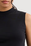 Women's 100% Organic Cotton Luxe Sleeveless Mock Neck Tee - Black