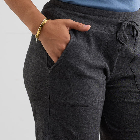 Women's 100% Organic Cotton Lounge Shorts - 7" Inseam - Dark Charcoal Heather
