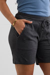 Women's 100% Organic Cotton Lounge Shorts - 7" Inseam - Dark Charcoal Heather