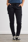 Women's 100% Organic Cotton Lightweight Jogger Cargo Pants - Black