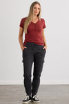Women's 100% Organic Cotton Lightweight Jogger Cargo Pants - Dark Charcoal Heather