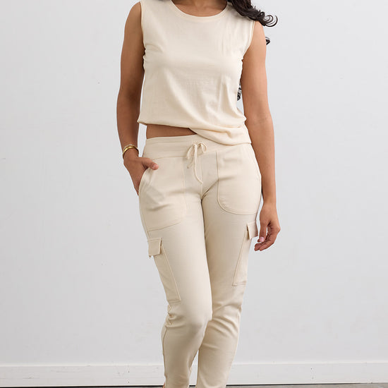Women's 100% Organic Cotton Lightweight Jogger Cargo Pants - Undyed