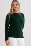 Women's Organic All-cotton Roll Neck Sweater - Dark Pine