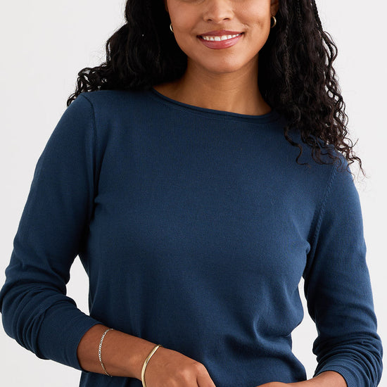 Women's Organic All-cotton Roll Neck Sweater - Indigo