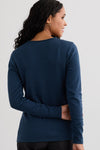 Women's Organic All-cotton Roll Neck Sweater - Indigo